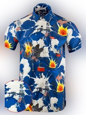 NWT Me And The Boyz Men’s Retro Rifle Button Down | Size 2XL